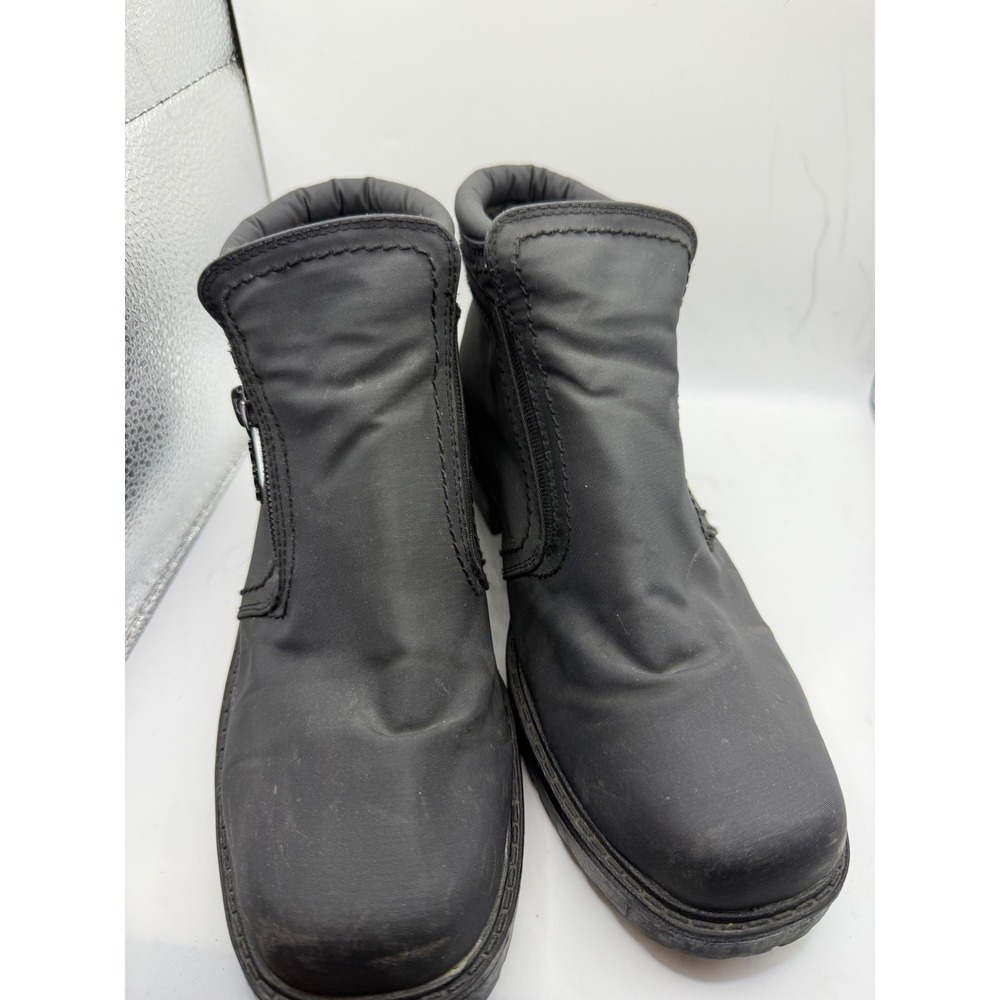 Totes Jill‎ Black All Weather Ankle Boots Side Zip Lug Sole Block Heel Womens 6M